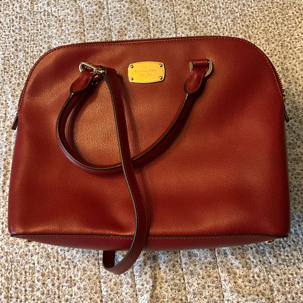 Large Red Leather Michael Kors Bag!